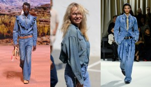 Louis Vuitton men's fall 2024, Pamela Anderson in 2024, Schiaparelli fall 2024, denim on denim, trends, cowboy core, western, horse girl, equestrian, runway