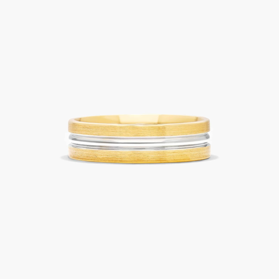 14K Yellow and White Gold 6MM Grooved Band