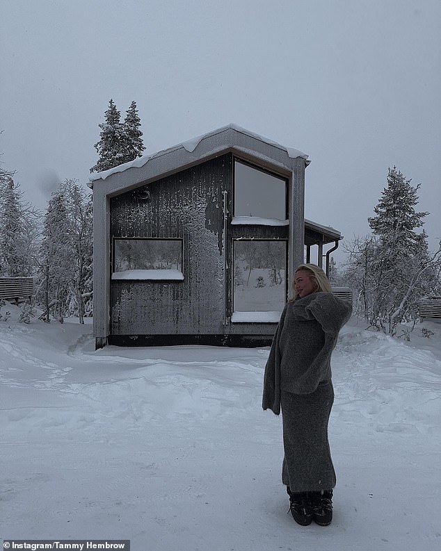 'Already want to go back' Tammy wrote alongside the series of selfies, which were taken in the snow outside their cabin