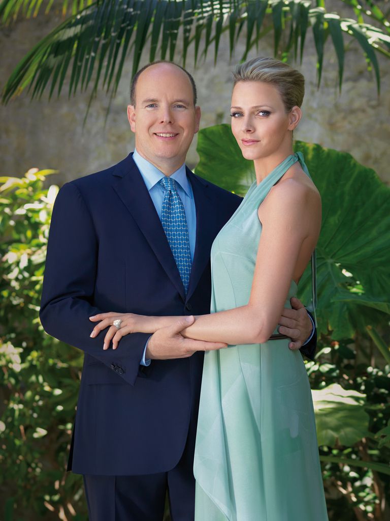 Prince Albert II and Charlene Wittstock in garden